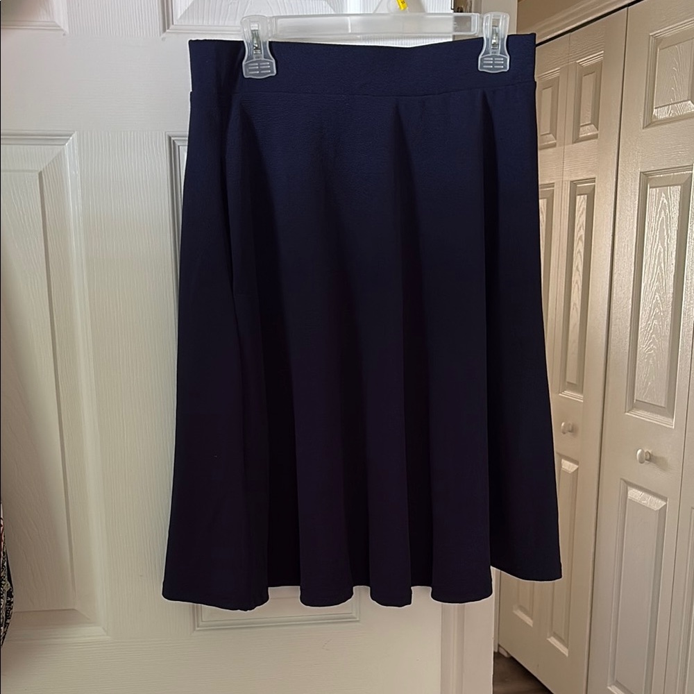 White Mark Classic Navy A-Line Skirt